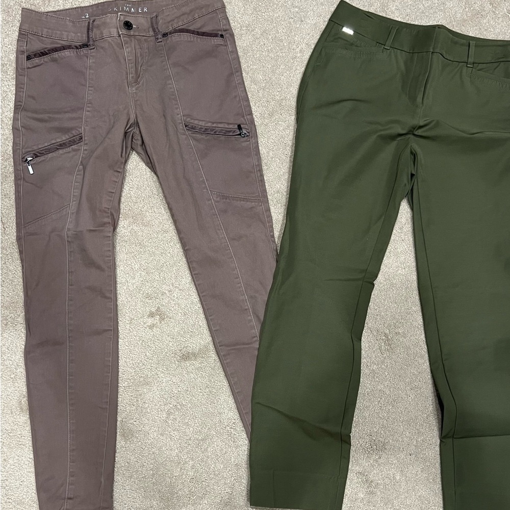 White House Black Market Skinny Pants in Olive and Taupe